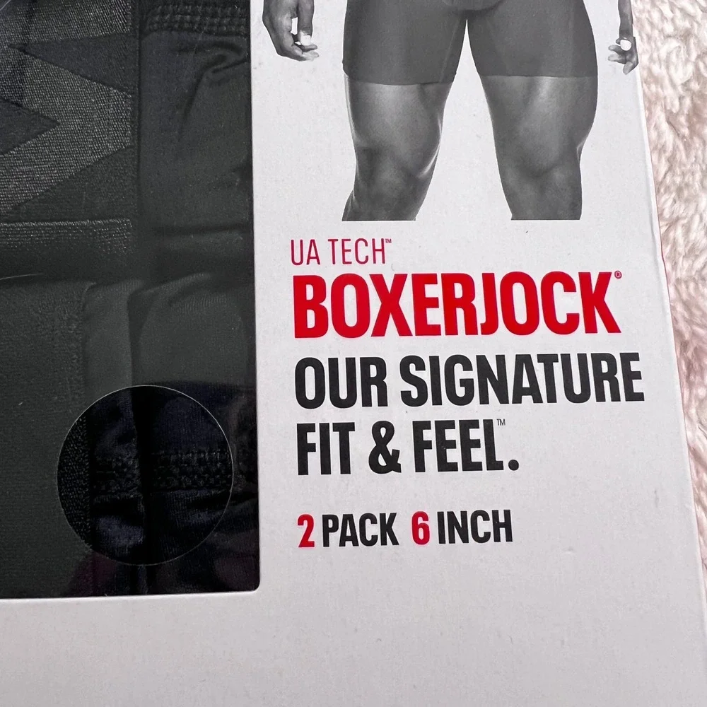 Under Armour Mens UA Tech Boxerjock 6 Inch Boxer Briefs 2 Pack Black 5XL 1363619
